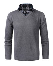 Herren 2 in 1 Kragen Strick