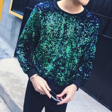 Herren Pailletten Lang Ärmel