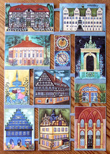 1 Bogen OBLATEN Glanzbilder - RATHÄUSER - Planet Verlag, DDR 1987 - Nr. 1