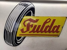 Altes Fulda Reifen Emailschild Werbung Pneu Garage Retro Vintage Werkstatt