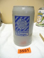 3551.     Alter Steingut Bierkrug  Kitzmann Erlangen  Bier Bierkrug   1 L