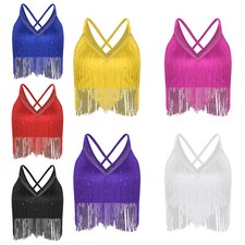 Damen Tanzbekleidung Party Oberteile Tanzen Crop Top Wettbewerb Latin Ärmellos