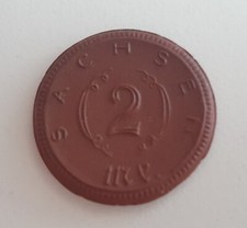 2 RM 1921 Sachsen, Porzellanmünze, Notgeld, gute Qualität (Sammlungsauflösung)