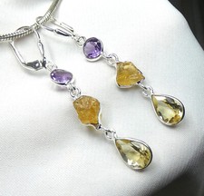 Ohrhänger 925 Silber Klappbrisur facettierter Citrin und Amethyst Originalbilder