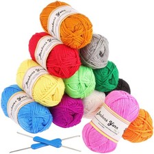 Häkelgarn 12x50g 12 Farben Acryl Wolle Set zum Stricken Häkeln Kunsthandwerk