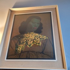 Original Druck von "Chinese Girl" von Vladimir Tretchikoff 60er Kitsch Green Lady