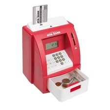 Idena 50021 - Digitale Spardose Geldautomat mit Sound Rot inkl. Bankkarte Pin