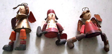 3 Stück Engel Schutzengel ♥ Deko Figur Aufsteller freisitzend Metall & Holz H 11
