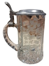 WMF Bierkrug mit Zinndeckel Vintage Glas Transparent 1000ml