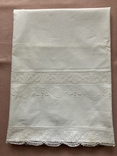 Paradekissen Kopfkissen 78x78cm weiß Nostalgie mit Borte und Plattstickerei