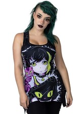 Cupcake Cult Lace Panel Top Lost Way Katze Kitty Cheshire Cat Oberteil Spitze