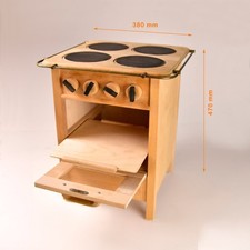 IKEA Kinderküche, Spiel Herd und Backofen aus Vollholz mit Messingrailing