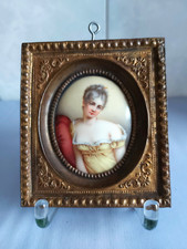 Porzellan Bild-~Madame Recamier Porzellanminiatur-~2.Hälfte d. 19. Jhdt-~