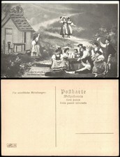 Künstlerkarte "Eine kleine Rast auf der Alm" Tirol Tiroler Truppe in Tracht 1910