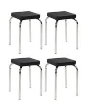 Sitzhocker Polsterhocker Hocker Schwarz Metall Kunstleder stapelbar 4er Set