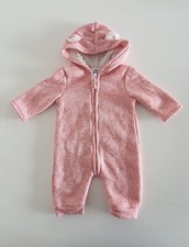 SÜßER BABY MÄDCHEN ANZUG MIT PLÜSCHFELL SCHNEEANZUG WAGENAZUG TEDDYANZUG ROSA 56