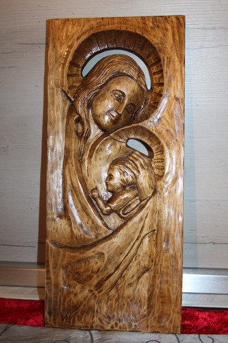 Vintage holz relief madonna - vintage,