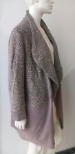 RIANI Mantel 42 44 Wolle Beige Sand Wildleder Optik Futter Strickjacke Offen