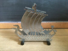 Wikinger Schiff Metall Drachenboot Boot alter Briefständer Briefhalter Vintage 