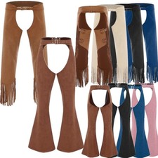 DE Herren Cowboy Chap Westliche Showchaps Quasten Offene Schritt Pants Halloween