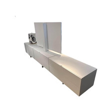 YOMEI Lowboard Matrix Leder Weiß 13 Inklusive TV Einsatz Mit Kadelabdeckung