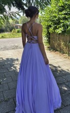 Abendkleid Abiye Cocktailkleid Glitzer Strass Gepolstert Rückenfrei Flieder