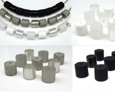 15 PolarisPerlen 10mm Walzen Röhre MaterialMix matt glänzend Gala div Farben