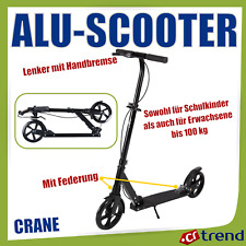 CRANE ALU Rahmen Scooter für Kids & Erwachsene mit Federung 200mm Räder schwarz