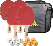 JOOLA Tischtennis Family Set 4 x Tischtennisschläger 10 x Bälle inkl. Tasche TT