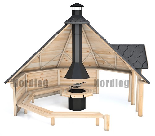 Nordlog geöffnete grillkota - nordlog,