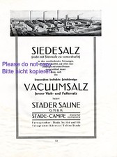 Saline Stade Reklame 1927 Campe Siedesalz Salz Vacuumsalz Werbung 