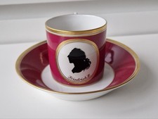 KPM Mokka- / Sammeltasse Friedrich II., der Große, B15, rot mit Goldrand, 2-tlg