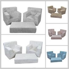 FORTISLINE Kinderset Zwei Sessel und aus Tisch aus Cord Ausklappbar Kinderzimmer