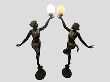 Paar Art Deco Bronze Lampen