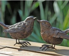 Vogelfigur Gartenfigur Spatz Vogel aus Kunstharz Braun Deko Indoor Outdoor 1 Stk
