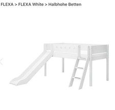 Flexa - Halbhohes Bett, Rutsche, Leiter, zus. Lattenrost, Deko Motiv „Zirkus“