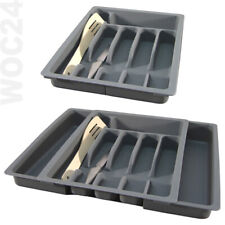 Variabler Kunststoff Besteckeinsatz Besteckkasten variabel ausziehbar GRAU