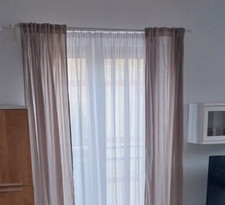 Gardinen Store ,Schal, weiss mit Bleiband und Ringe, 425x130  cm