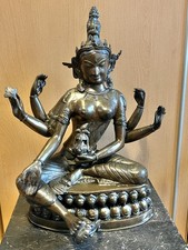 Seltene Tibetische Buddha-Statue – 6-armige Grüne Tara | Bronze 40cm