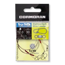 Cormoran 1x19 Stahlvorfach mit Wirbel und Karabiner verschiedene zur Auswahl