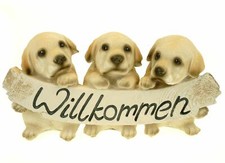 Gartenfigur Welcome Hundebabys