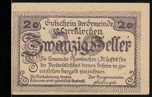 Notgeld pfarrkirchen 1920 - pfarrkirchen,, 1920,