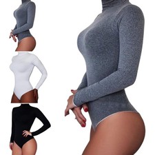 Damen Elegant Langarm Body mit