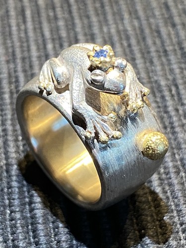 Ring mit frosch - ring, silber