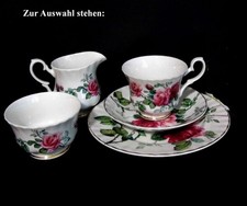 Roy Kirkham English Rose Kaffeetasse Kuchenteller Milchgießer Zuckertopf