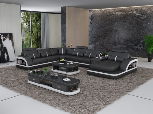 Ledersofa ecksofa garnitur - ecksofa,