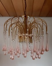 Murano Lampe Kronleuchter Wasserfall Pink Lady 70iger Jahre Vintage