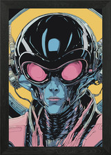 Retro Anime Cyborg gerahmtes