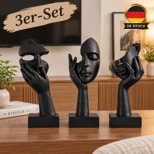 3er set figur gesicht - gesicht, statue