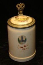 Bierkrug Zinn Deckel Porzellan